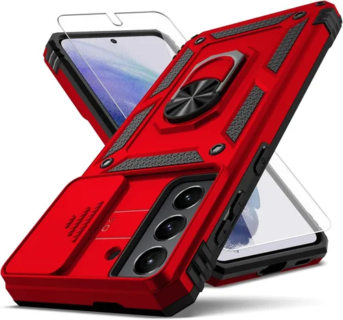 Vista 7 de Funda para Samsung Galaxy S21, con cubierta para lente de cámara, protector de pantalla HD, [grado militar] anillo de montaje en coche con soporte