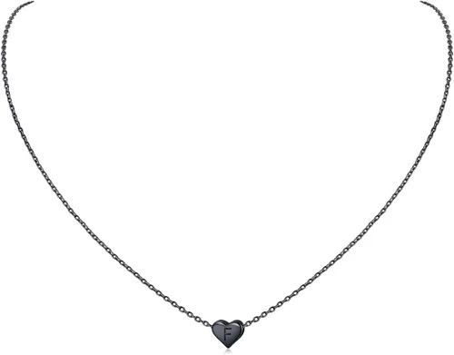Vista 22 de ChicSilver Collares con inicial en forma de corazón de plata de ley 925 para mujer - Collar delicado con colgante de corazón personalizado y letra