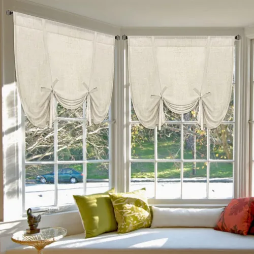 Vista 19 de H.VERSAILTEX Cortinas de lino con lazos de 63 pulgadas de largo, cortina de privacidad texturizada de lino natural, múltiples formas de colgar