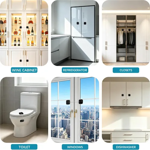 Vista 8 de Cerradura de refrigerador, cerraduras de refrigerador para niños, cerradura de congelador con combinación para refrigeradores, cajones, armarios