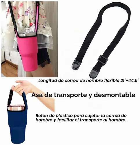 Vista 2 de 4 bolsas de soporte para vasos de 30 onzas con correa para el hombro, apto para YETI, Rtic, Atlin, Ozark Trail, Rambler, funda de neopreno con asa