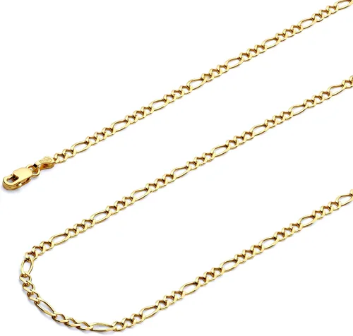 Vista 10 de Wellingsale Cadenas Figaro de oro macizo de 14 quilates (opciones seleccionadas)