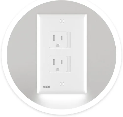 Vista 2 de SnapPower SafeLight - Placa de cubierta de seguridad de cierre automático con luz nocturna LED, placa de pared a prueba de niños que ayuda a