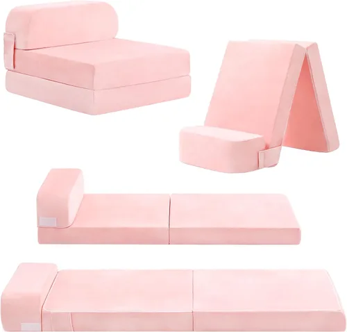 Vista 12 de Tiita Sofá cama plegable para niños, sofá cama plegable con funda extraíble, futón para niños, cama plegable para habitación de niños, sala