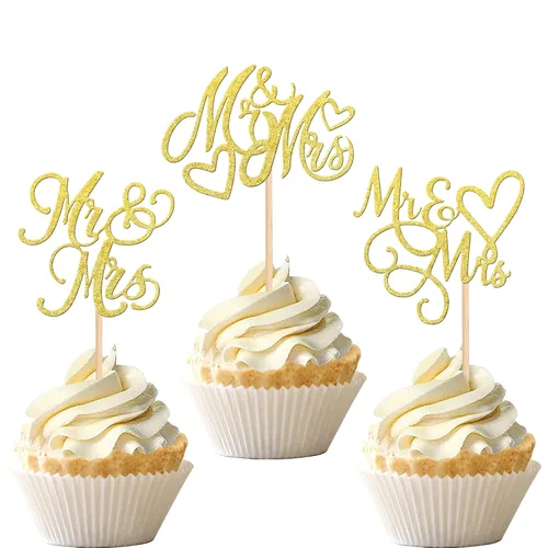 Vista 11 de 36 piezas de decoración para cupcakes con corazón de amor con purpurina para despedida de soltera, para boda, compromiso, cumpleaños, aniversario