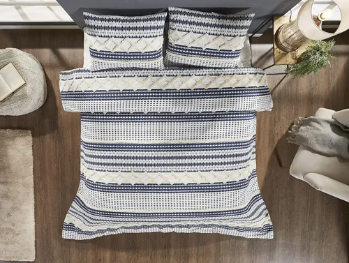 Vista 5 de Beatrice Home Fashions Agra - Juego de edredón de chenilla de algodón de 3 piezas, tamaño Queen, gris y blanco