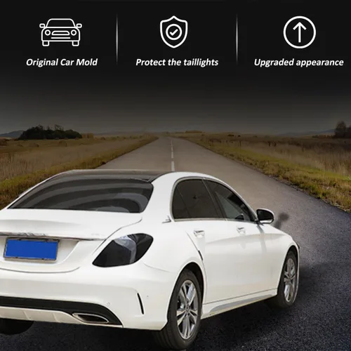 Vista 4 de Cubierta de protección de luz trasera exterior de coche ABS para Mercedes Benz Clase C W205 2015-2021 Guardias de luz trasera Accesorios