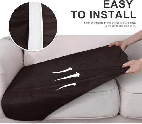 Vista 6 de Fundas de cojín tipo cuero para sofá, juego de fundas protectoras de muebles para sillón seccional, sofá biplaza de tela de elastano elástica