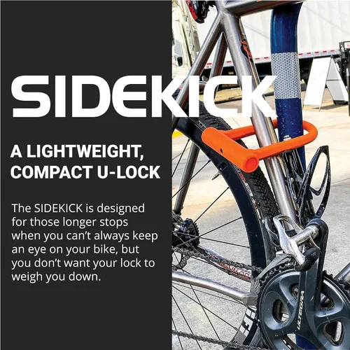 Vista 2 de OTTOLOCK Sidekick Compact U-Lock Candado de bicicleta ligero recubierto de silicona (negro) candados para bicicleta