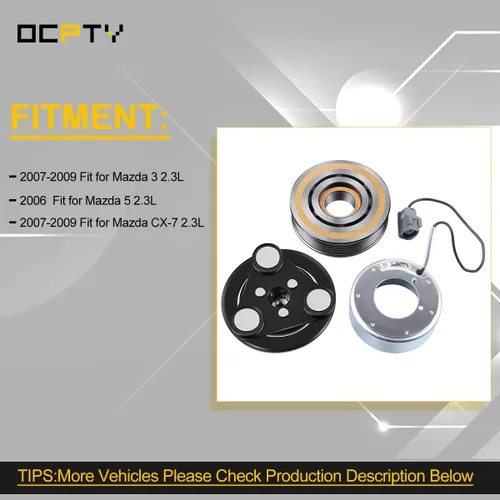 Vista 8 de OCPTY Embrague del compresor del aire acondicionado para Mazda 3 para Mazda 5 Modelo para Mazda CX-7 2.3L 2006-2009