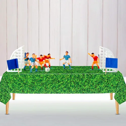 Vista 4 de Mixweer 6 manteles de plástico para césped de golf, decoraciones de fiesta de cumpleaños, 54 x 108 pulgadas, mantel rectangular de plástico