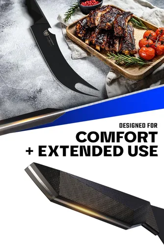 Vista 5 de Dalstrong BBQ Pitmaster - Cuchillo para carne de 9 pulgadas, serie Shadow Black, recubierto de nitruro de titanio negro, alto contenido de carbono
