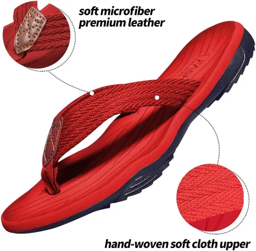 Vista 2 de MGGMOKAY Sandalias cómodas para hombre, con soporte de arco, sandalias casuales con correa en T para hombre, sandalias de verano para la playa