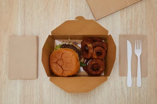 Vista 7 de EcoQuality - Contenedores de comida para llevar de 49 onzas, cajas de papel kraft marrón para llevar, resistentes a fugas y grasa, contenedores