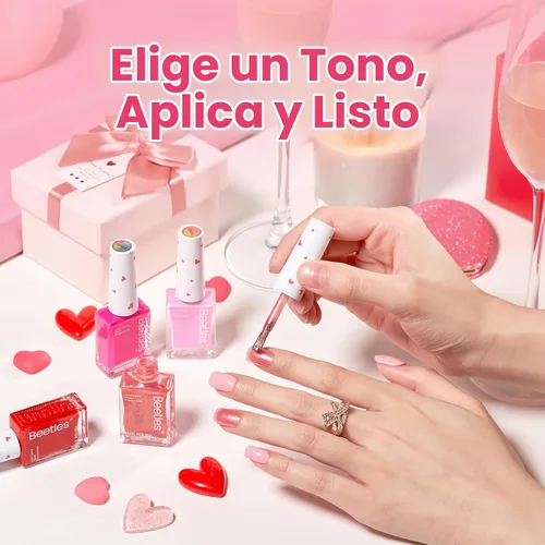 Vista 5 de Beetles - Juego de esmalte de uñas rosa, Prisma del Amor 12 colores, juego de esmalte de uñas primavera, salón, larga duración, DIY, uñas rosas