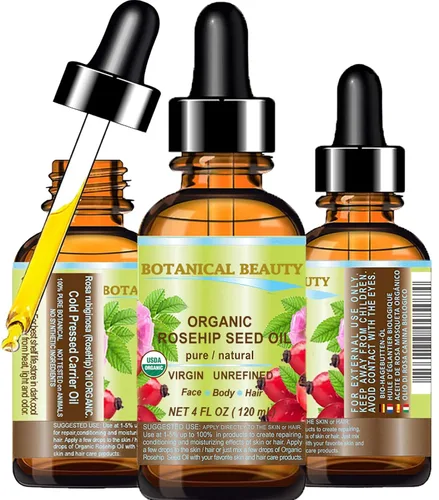 Vista 10 de Botanical Beauty Aceite de semilla de rosa orgánico 100% puro, natural, virgen, sin refinar, aceite portador prensado en frío para cara, piel