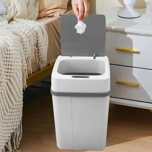 Vista 5 de Bote de basura con sensor inteligente, sensor de movimiento automático con carga USB, para dormitorio, baño, cocina, oficina