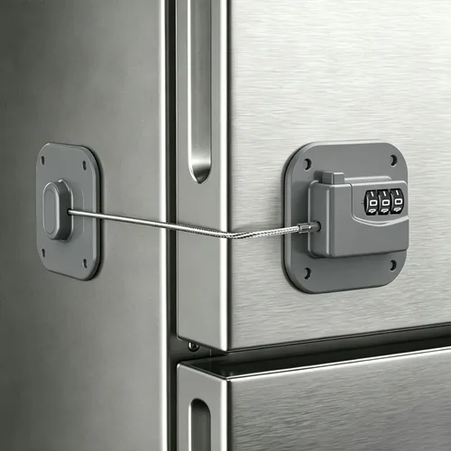 Vista 15 de Cerradura de refrigerador, cerraduras de refrigerador para niños, cerradura de congelador con combinación para refrigeradores, cajones, armarios
