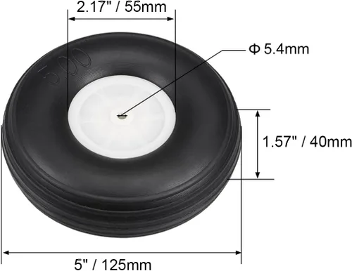 Vista 2 de uxcell Juegos de neumáticos y ruedas para avión de coche RC, neumático de esponja de PU con cubo de plástico, 2 piezas de 5 pulgadas