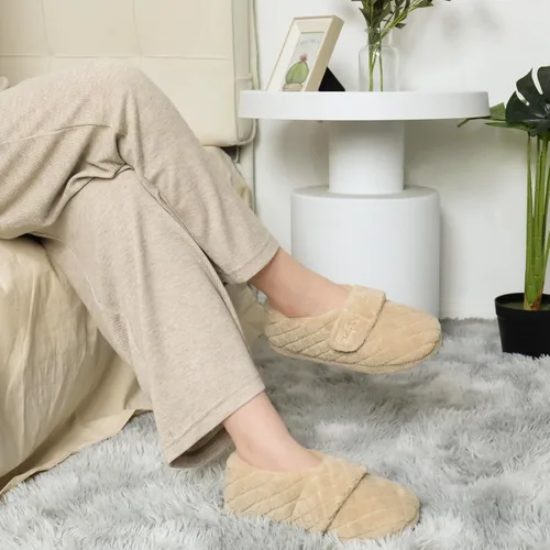 Vista 5 de LazyStep Pantuflas de interior ajustables con espalda cerrada para mujer con espuma viscoelástica acogedora y rizo en todo el cuerpo