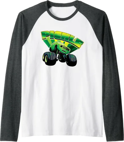 Vista 7 de Blaze and the Monster Machines Camiseta de béisbol raglán Pickle Badge, Negro, S