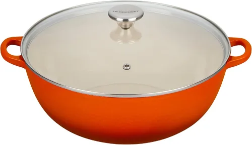 Vista 7 de Le Creuset Horno de chef de hierro fundido esmaltado con tapa de vidrio, 7.5 cuartos de galón., Cerise