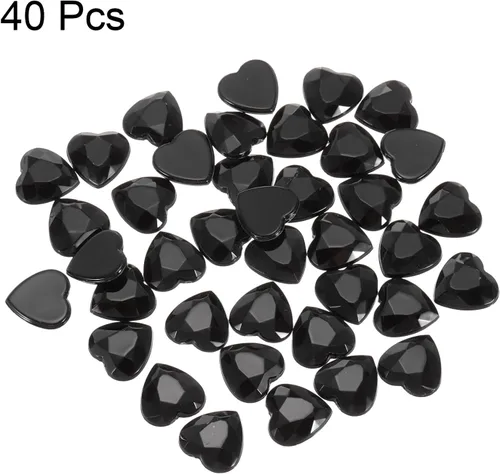 Vista 3 de MECCANIXITY 40 piezas de cuentas de acrílico con forma de corazón, 12 mm, con parte trasera plana, gemas de plástico para joyería, pegatinas