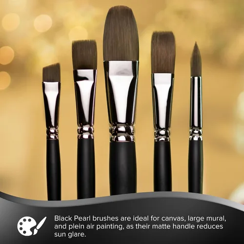 Vista 5 de Silver Brush 6401-6 Black Pearl Mightlon - Cepillo sintético de mango largo, plano, tamaño 6