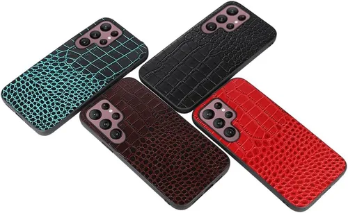 Vista 3 de Funda de piel auténtica con diseño de cocodrilo para Samsung Galaxy A13 4G, diseño de lujo, lindo y delgado brillante con purpurina para mujeres