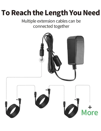 Vista 5 de Tonton Cable de extensión de alimentación de CC 1M 3.3FT 0.217 in x 0.083 in 5521 90 grados de ángulo recto hembra a CC macho Cable adaptador