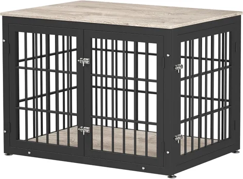 Vista 25 de rehomerance Mueble de jaula de perro resistente de 26 pulgadas para perros pequeños, mesa auxiliar decorativa para casa de mascotas, muebles de Negro