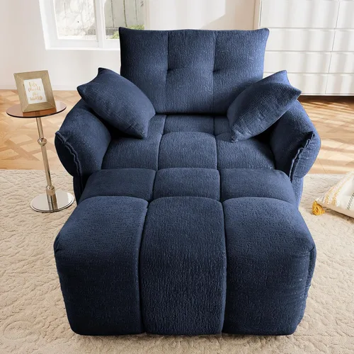 Vista 10 de Leyu&Hafort Sofá modular seccional, sofá modular Cloud con asiento profundo, moderno sofá modular con otomana móvil, sofá de felpilla con almohadas