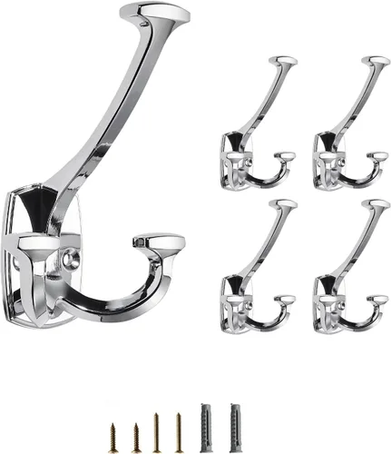 Vista 11 de Ganchos de latón antiguos grandes montados en la pared decorativos de doble cara resistentes para colgar abrigos, toallas, batas, bolsos, ganchos