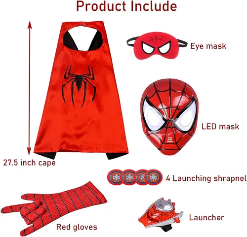 Vista 2 de Superhero ToysSuperhero Costume with LED Masks Capes Superhero Cosplay Set Party Dress up for Kids Boys 4 5 6 7 8 Year Old