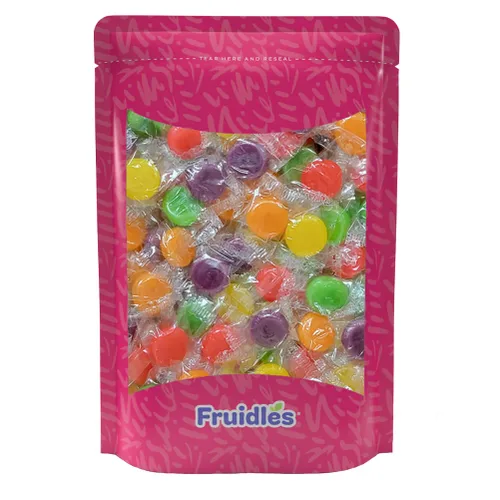 Vista 4 de Fruidles Caramelos duros con botón de fruta mixta, envueltos individualmente, media libra