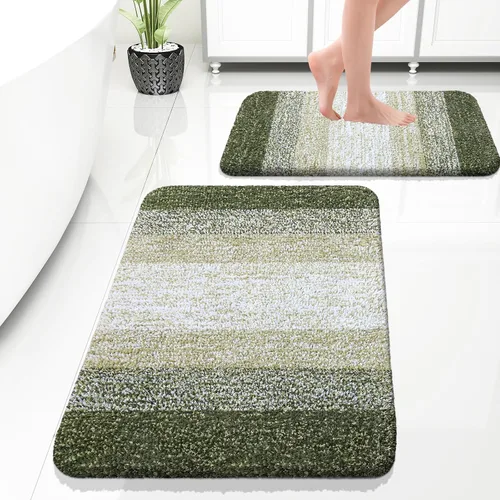 Vista 95 de OLANLY - Juego de tapetes para baño de 2 piezas, de microfibra, suaves y absorbentes, antideslizantes, lavables a máquina y para secadora, felpudos