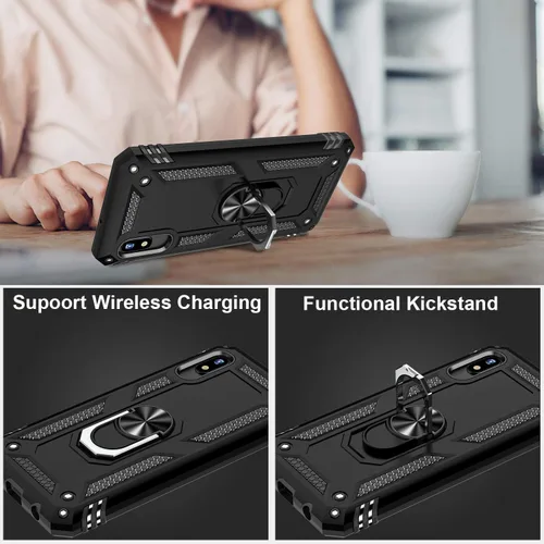 Vista 4 de IKAZZ Funda para Galaxy A10e con protector de pantalla, grado militar, a prueba de golpes, resistente, pasa prueba de caída de 16 pies con soporte