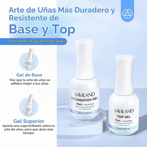 Vista 4 de SAVILAND Clear Builder - Kit de gel para uñas base y aceite de ricino, vitamina E
