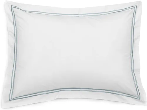 Vista 3 de Funda de almohada tejida Pinzon, estilo de hotel, 400 hilos, estándar, Azul plateado, Estándar Aqua claro