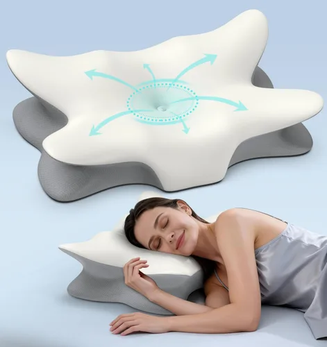 Vista 8 de Almohada cervical para aliviar el dolor de cuello y hombros, almohada ergonómica para el cuello para dormir, almohada de espuma viscoelástica