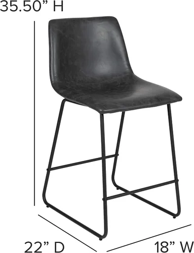 Vista 3 de Flash Furniture LeatherSoft Taburetes de altura de mostrador, gris, 2 piezas (2ETER1834524GY)