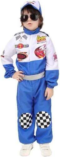 Vista 5 de Generic Brands Disfraz de conductor de carreras para niños de Halloween Racer, cosplay rojo