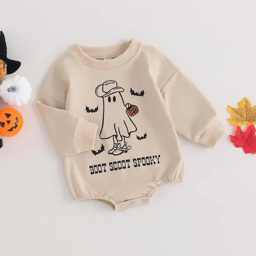 Vista 124 de Adobabirl Traje de Halloween para bebé, sudadera de fantasma, calabaza, mameluco, suéter de gran tamaño, lindo para otoño e invierno