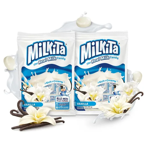 Vista 23 de Milkita Caramelo cremoso de leche de plátano – Dulces saludables bajos en azúcar con leche real para niños y adultos – Caramelos sin grasa y sin