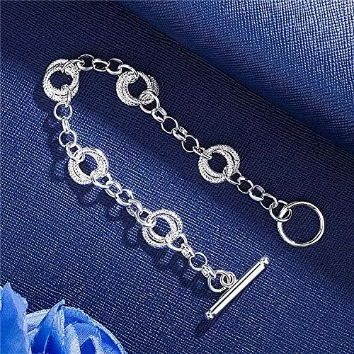 Vista 4 de Audofihy Pulseras con dijes para mujer, pulseras de plata de ley para mujer