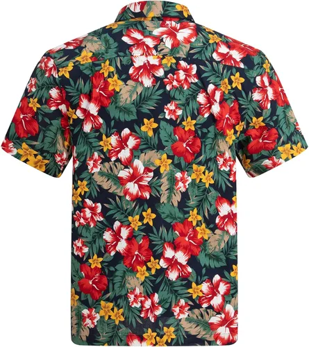 Vista 2 de Havana Breeze Camisa hawaiana 100% algodón de ajuste relajado para hombre, manga corta, estampada, verano y playa