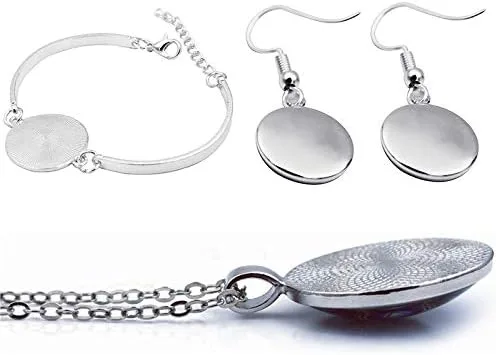 Vista 6 de GANGYUN Juego de collar y aretes de lazo rosa con alas de ángel volador para mujer, joyería de concientización sobre el cáncer de mama con flores