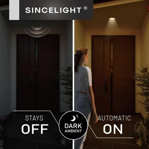 Vista 3 de SINCELIGHT Bombilla LED con sensor de movimiento de 9 W con base E26, PIR activada por movimiento en la oscuridad, encendido/apagado automático por