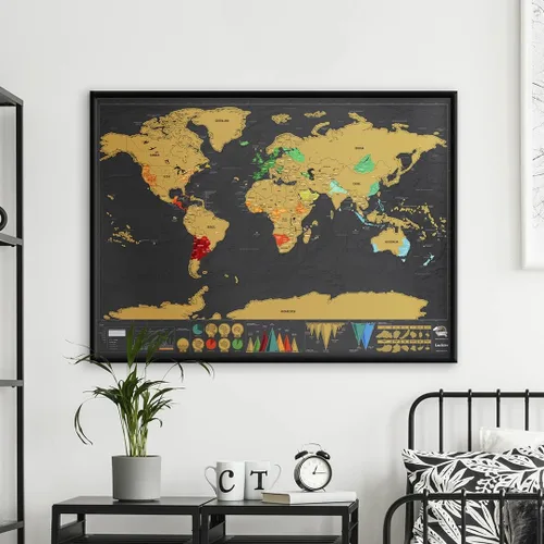 Vista 4 de Mapa para rascar edición de lujo, mapa del mundo personalizado por Luckies