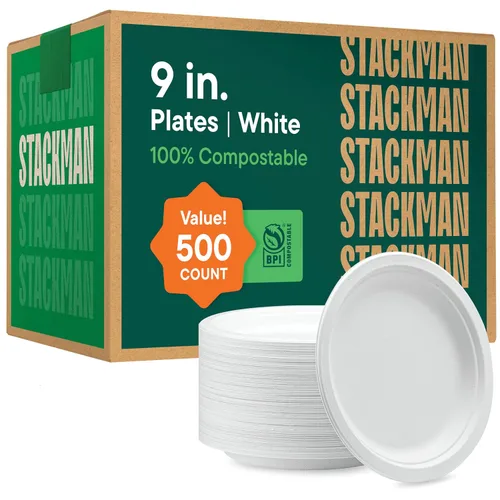Vista 9 de Cuencos de papel 100% compostables de 12 oz. [1000 unidades] Cuencos para sopa resistentes de color blanco natural, cuencos de bagazo no blanqueados